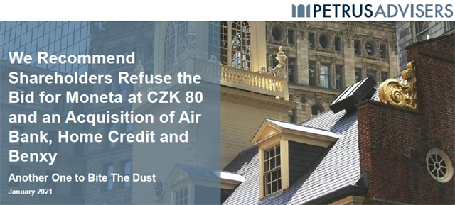 Petrus Advisers doporučuje odmítnout nabídku PPF