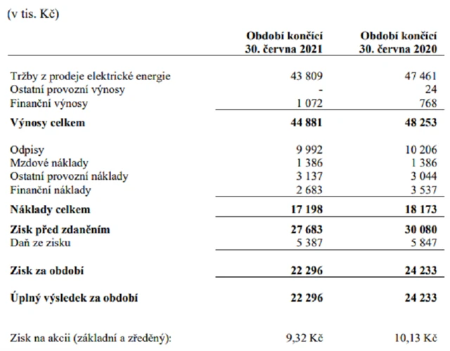E4U - výsledky za 1. pololetí roku 2021, zdroj: E4U