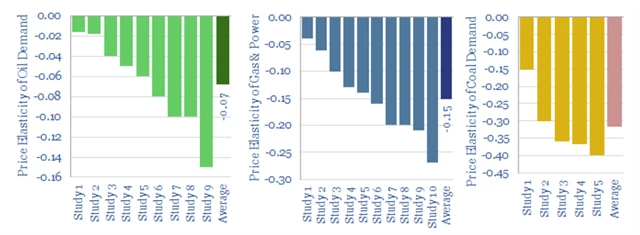 Cenová elasticita poptávky po ropě, plynu a uhlí v EU