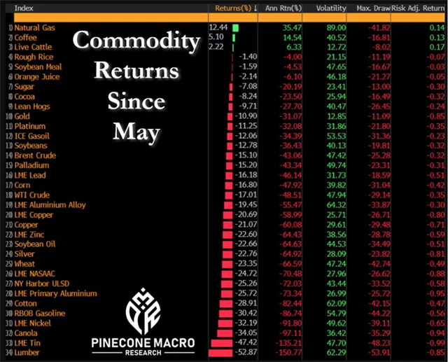 Od května nejsou komodity zrovna inflačním faktorem