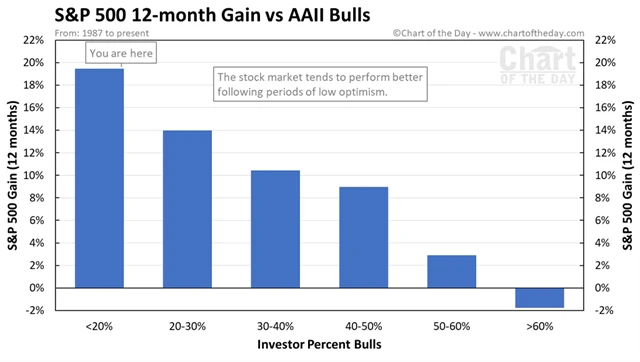 Pesimismus mezi individuálními investory v USA v historii ústil v solidní výkonnost akcií