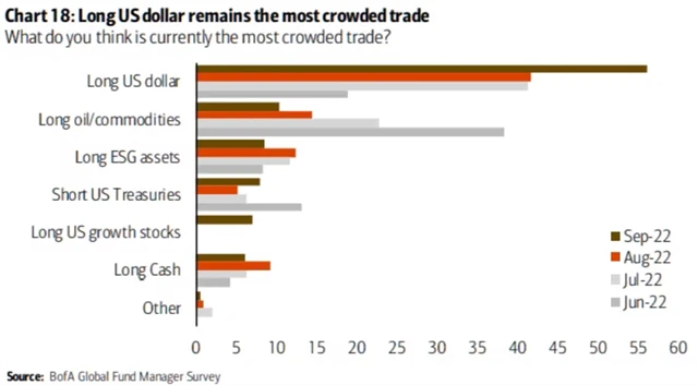 LONG sázka na dolar je stále nejpřecpanějším obchodem na trhu