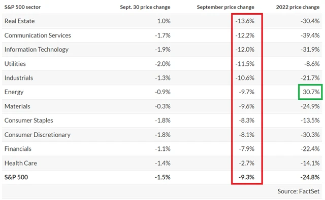 Výkonnost sektorů indexu S&P 500 v letošním roce