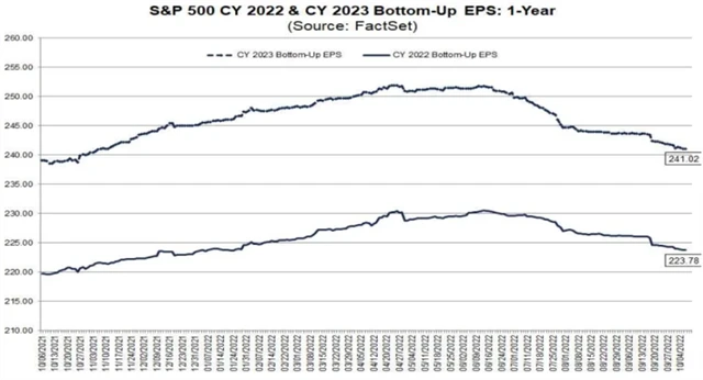 Odhad vývoje zisků firem z indexu S&P 500