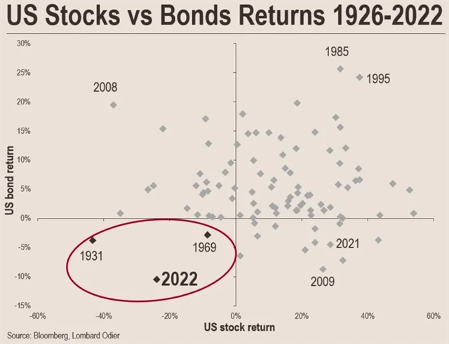 Výkonnost amerických akcií a dluhopisů v jednotlivých letech