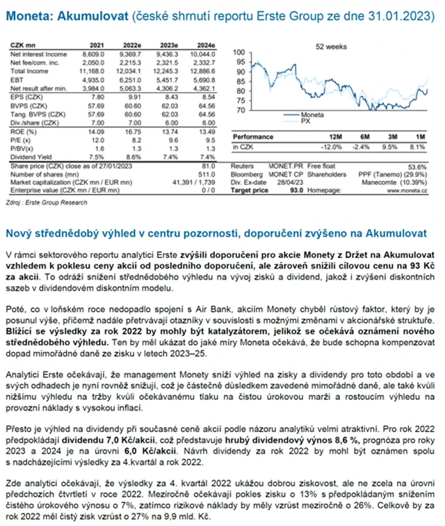 Erste - doporučení na akcie MMB (leden 2023) - 1