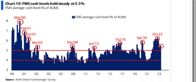Podíl hotovosti v portfoliích