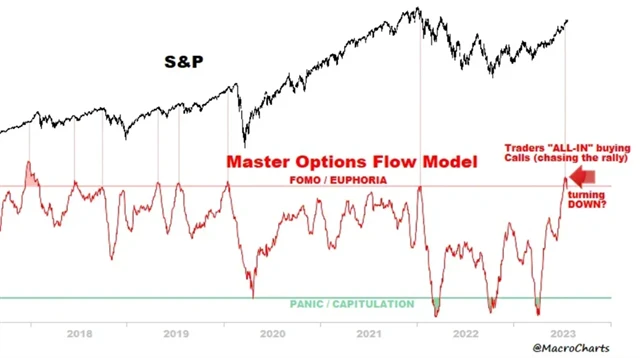 S&P 500 - obchodníci na trhu s opcemi doháněli rally, ale možná již aktivita dosáhla vrcholu