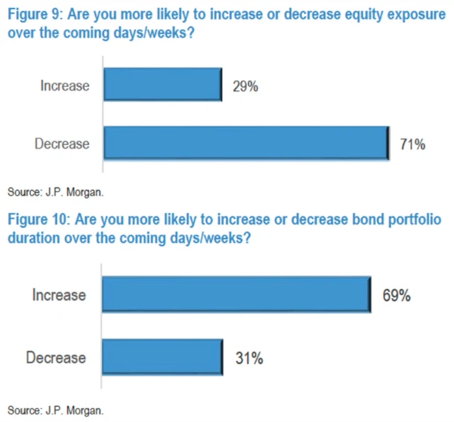 Klienti JPMorgan většinově plánují snížit expozici vůči akciovému trhu a zvýšit duraci v rámci portfolia dluhopisů