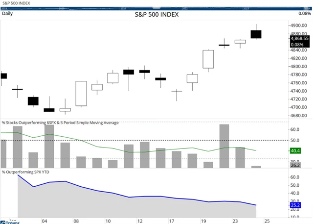 S&P 500 v roce 2024 - nadvýkonnost jednotlivých titulů
