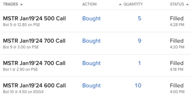 Nákup call opcí MSTR