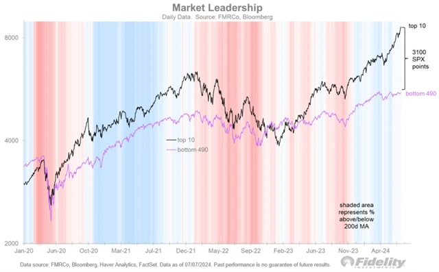 S&P 500 - top 10 vs. 490