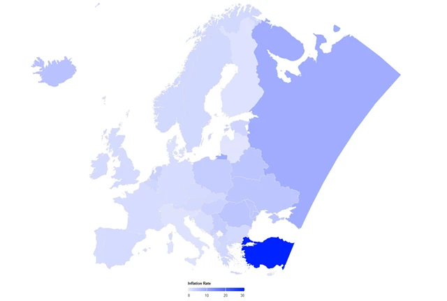 Inflace v evropských zemích, zdroj: tradingeconomics.com