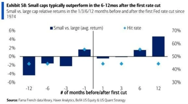 Small caps vs. large caps v době okolo prvního snížení sazeb Fedu
