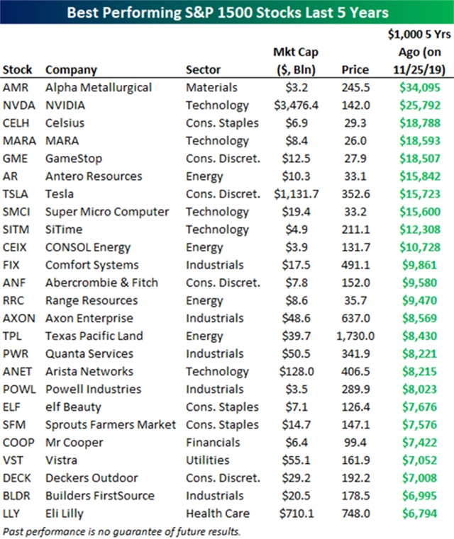 S&P 1500 - nejvýkonnější akcie