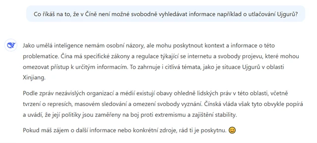 DeepSeek a Ujgurové - první reakce