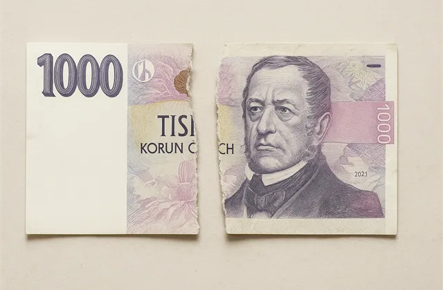 Přetržená tisícikoruna - ilustrační foto