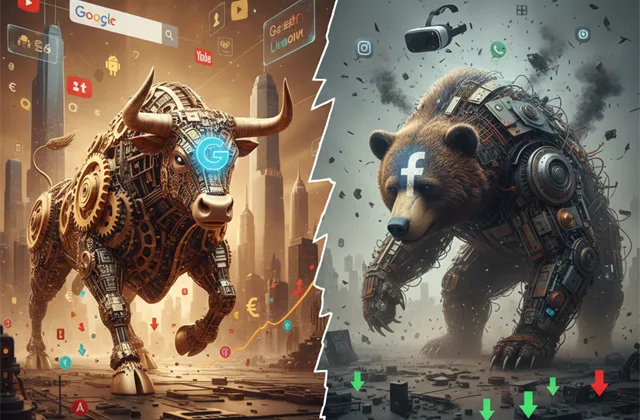 Příběh dvou gigantů: Alphabet na burze frčí, Meta Platforms může závidět