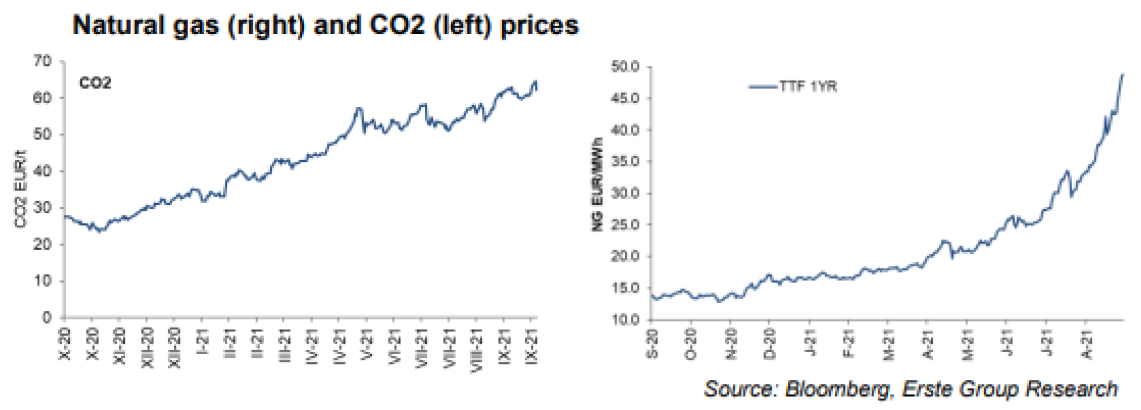 Ceny zemního plynu a emisních povolenek