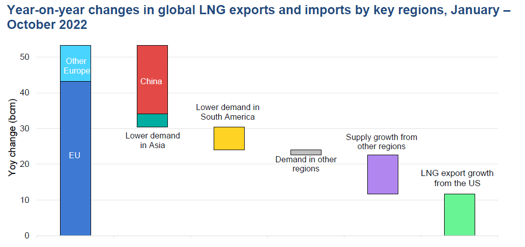 Meziroční změna dovozu a vývozu LNG