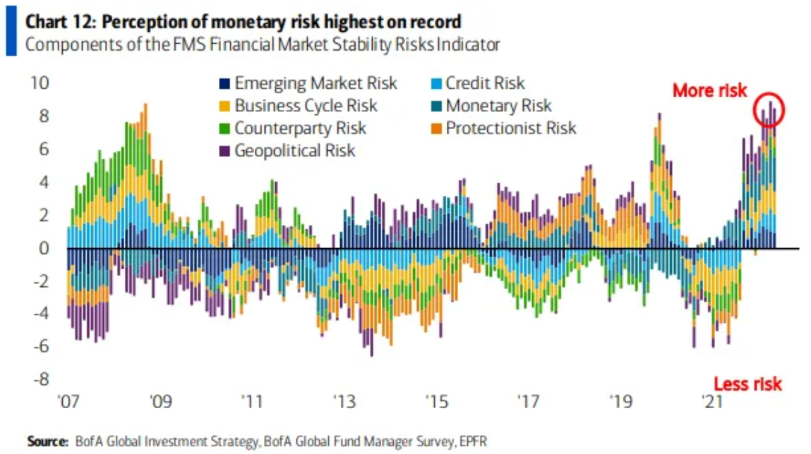 Riziko spojené s nevhodnou měnovou politikou je vnímáno nejsilněji v historii