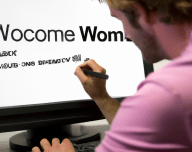 Man writing text about women on computer