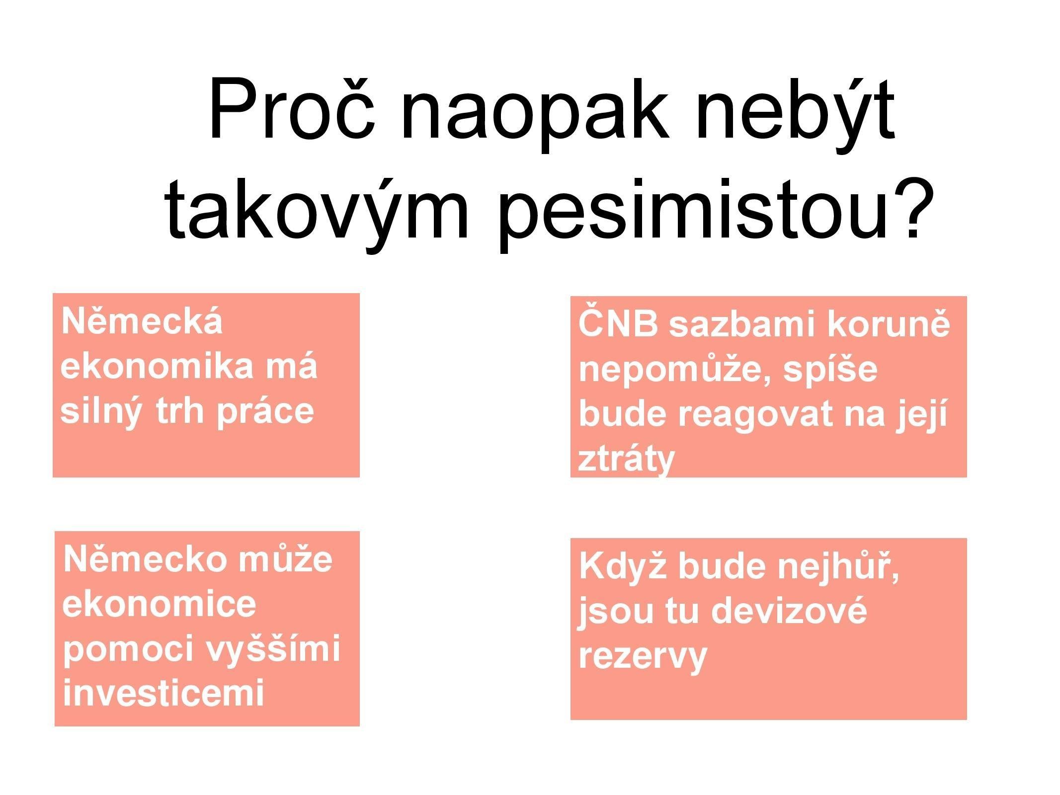Důvody k optimismu ohledně německé ekonomiky i české koruny