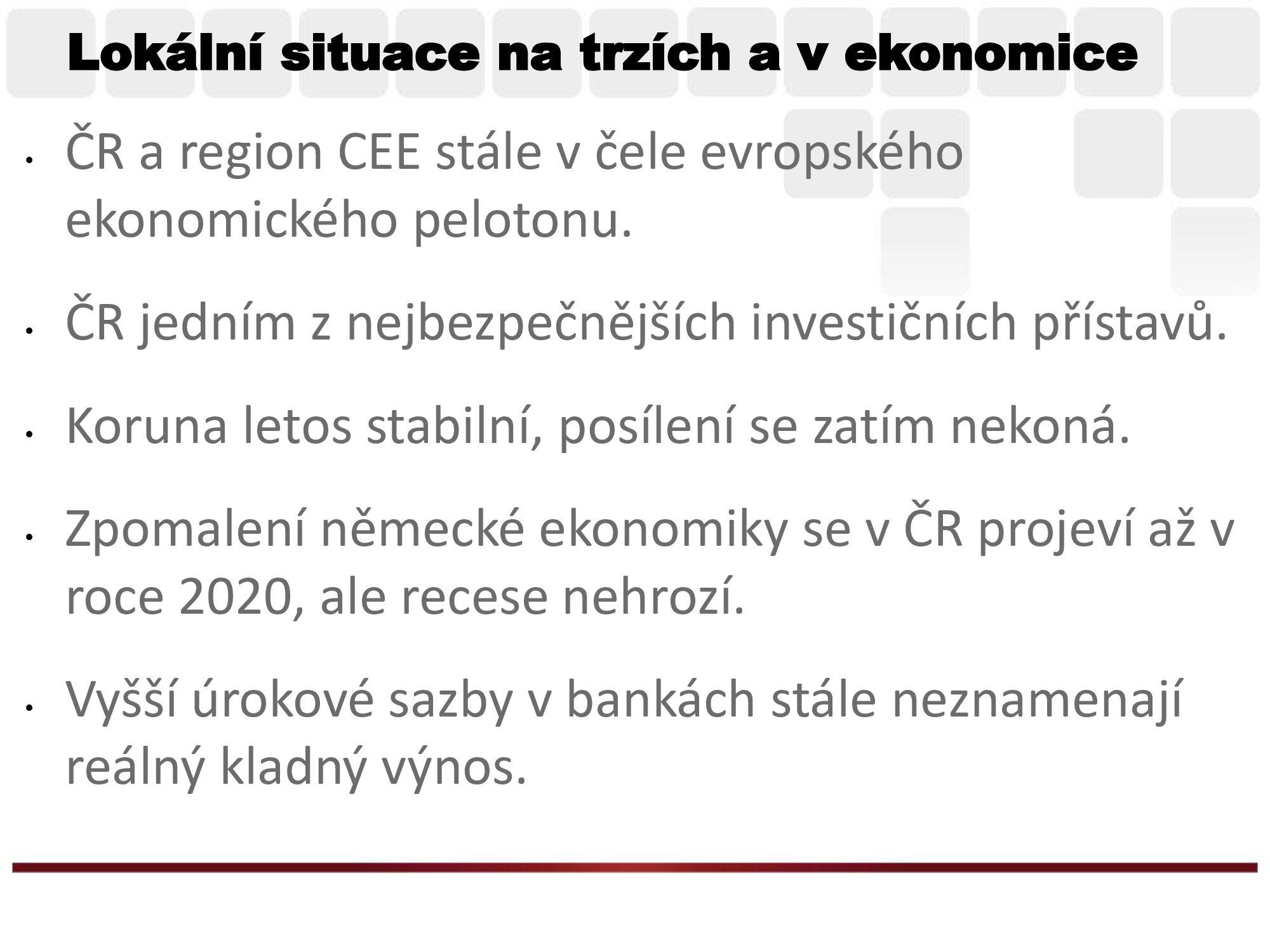 Region CEE: Ekonomika roste, zpomalení ve světě se projevuje jen pozvolna